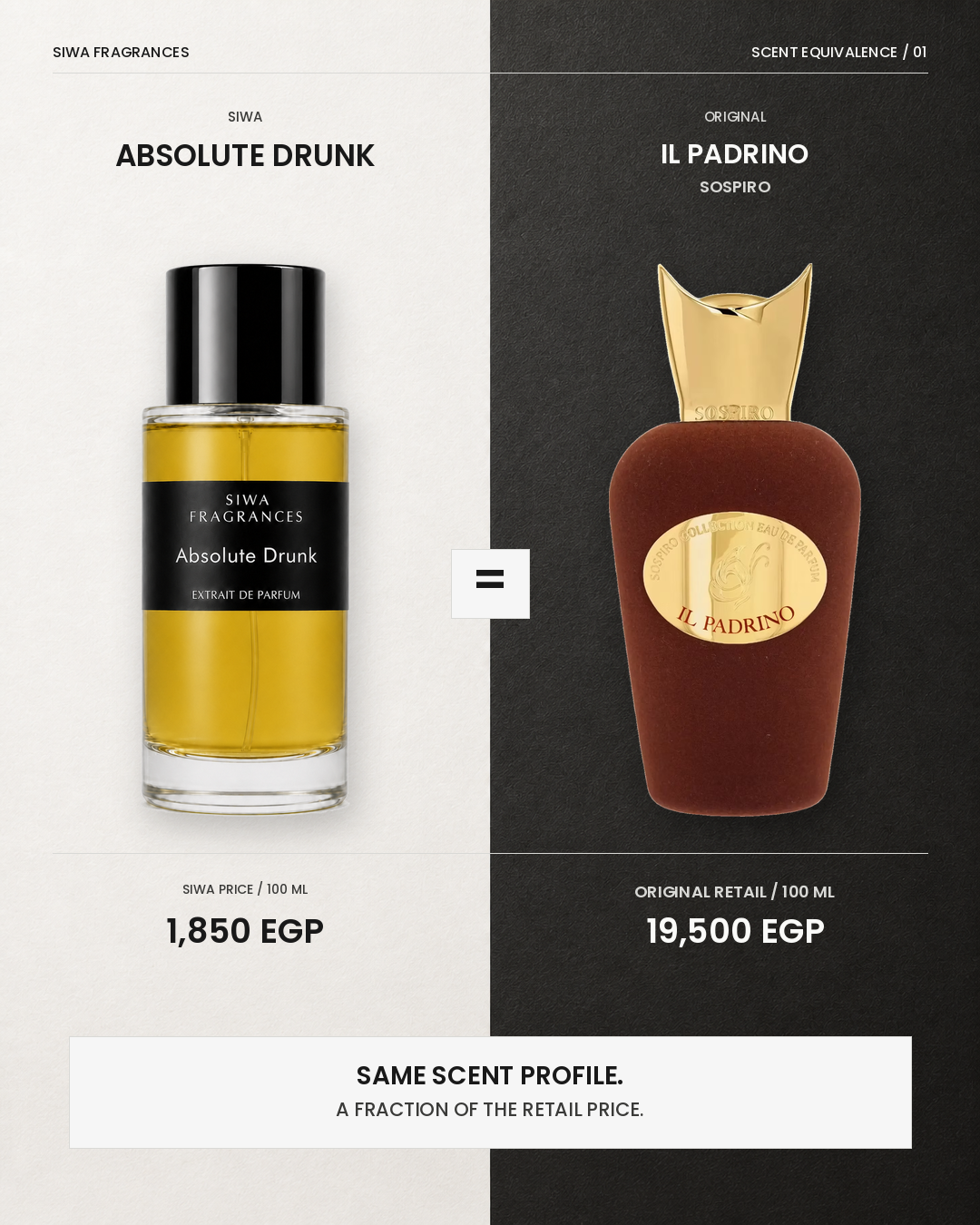 Siwa and original fragrance price comparison for absolute drunk | siwa-gallery-v1:dupe-comparison:absolute-drunk