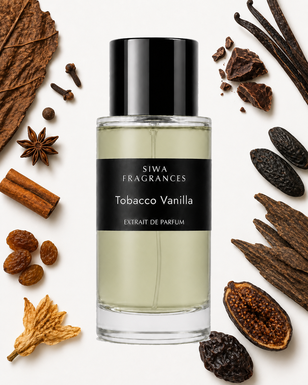 Tobacco Vanilla 100 ml fragrance notes | siwa-package-v1:tobacco-vanilla:key-notes:100ml