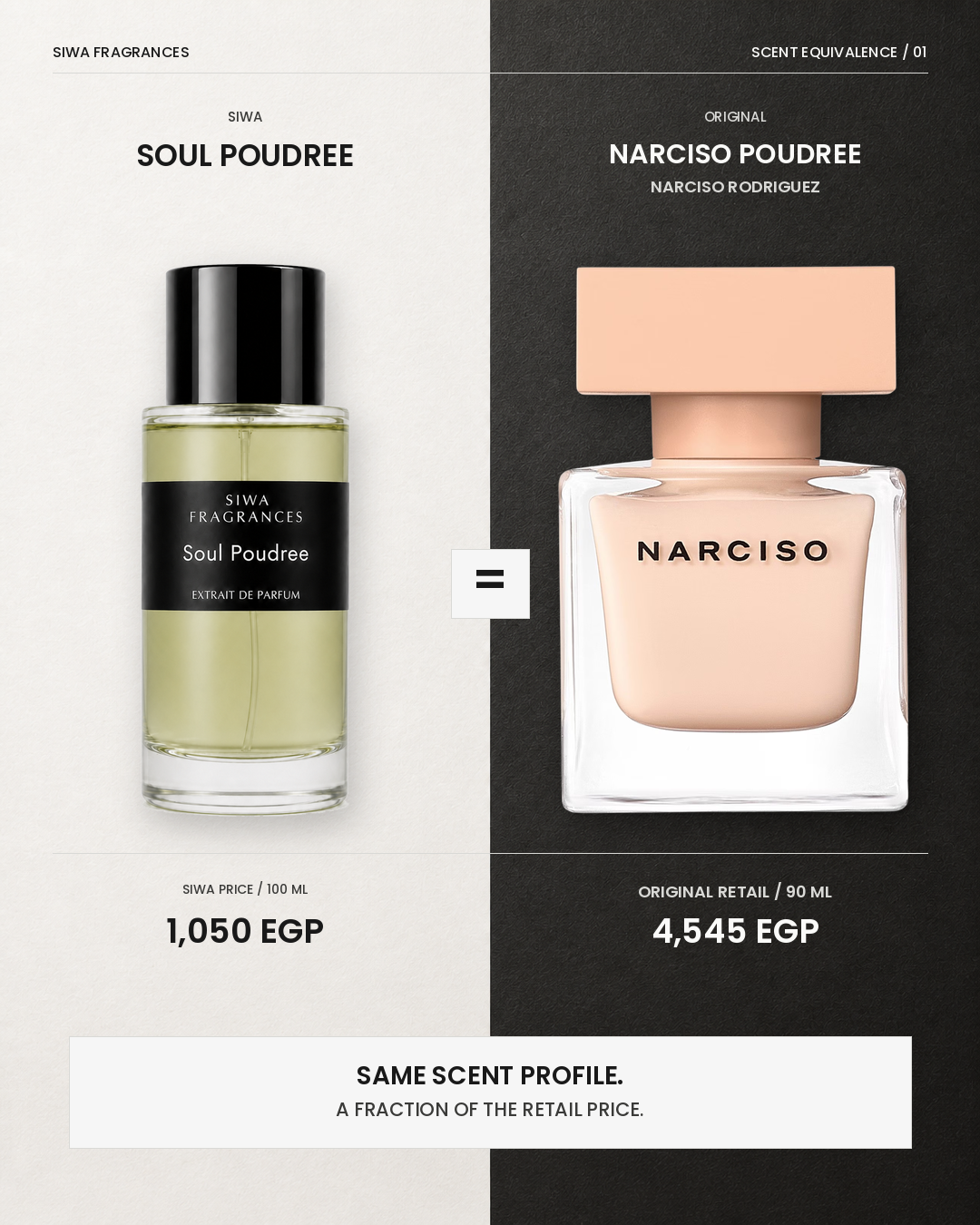 Siwa and original fragrance price comparison for soul poudree | siwa-gallery-v1:dupe-comparison:soul-poudree